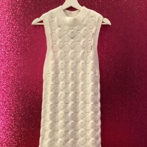 Bubble Knitted Sleeveless Dress White
